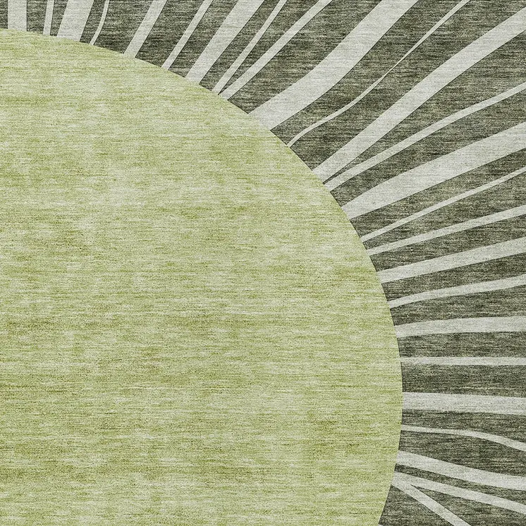 8' X 10' Olive Green And Artichoke Green Abstract Washable Indoor Outdoor Area Rug