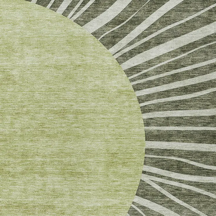 9' X 12' Olive Green And Artichoke Green Abstract Washable Indoor Outdoor Area Rug