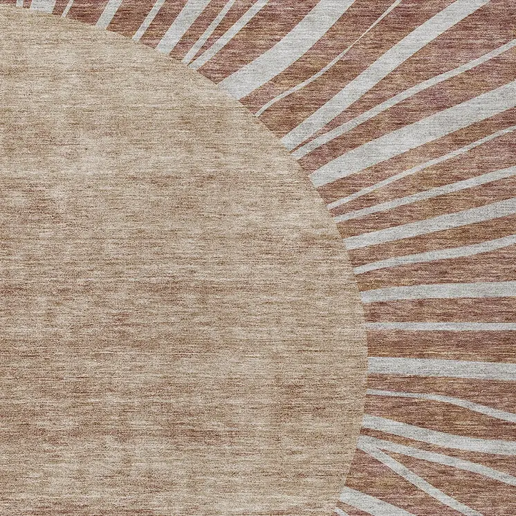 3' X 5' Orange Copper And Terra Cotta Abstract Washable Indoor Outdoor Area Rug