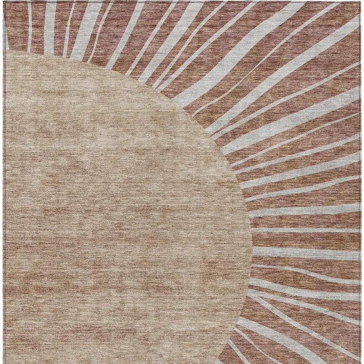 5' X 8' Orange Copper And Terra Cotta Abstract Washable Indoor Outdoor Area Rug