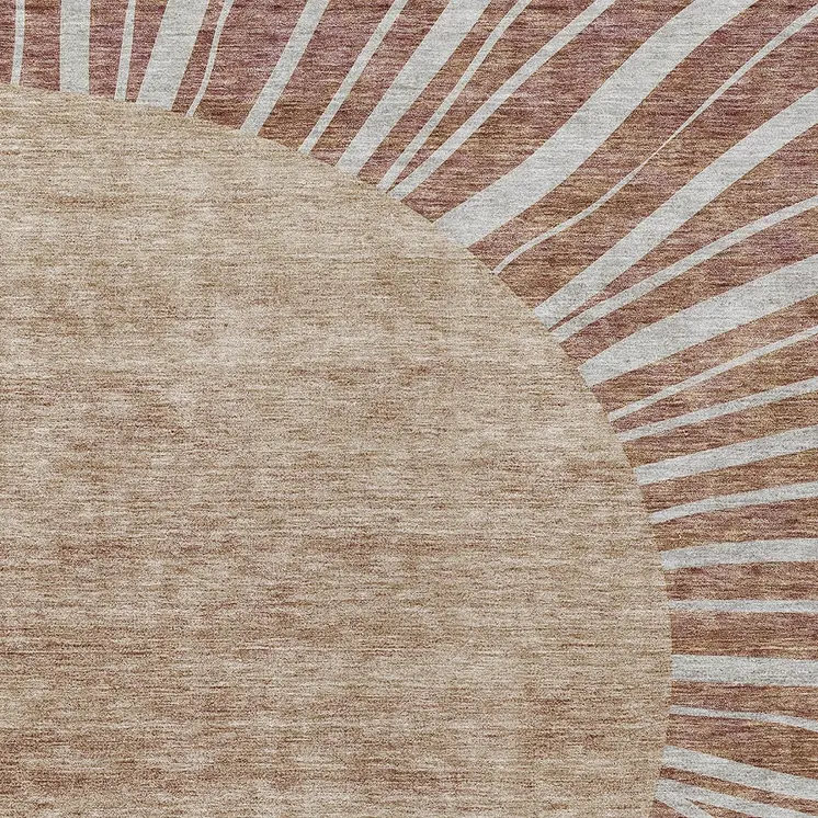 9' X 12' Orange Copper And Terra Cotta Abstract Washable Indoor Outdoor Area Rug