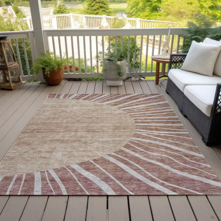 10' X 14' Orange Copper And Terra Cotta Abstract Washable Indoor Outdoor Area Rug