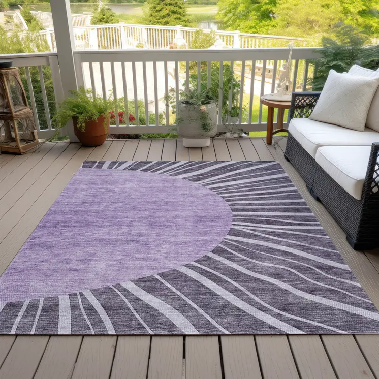 3' X 5' Purple Eggplant And Lavender Abstract Washable Indoor Outdoor Area Rug