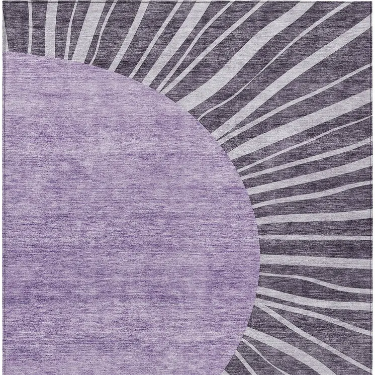 5' X 8' Purple Eggplant And Lavender Abstract Washable Indoor Outdoor Area Rug
