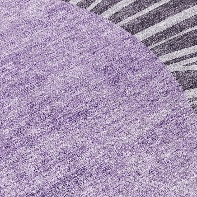 8' Purple Eggplant And Lavender Round Abstract Washable Indoor Outdoor Area Rug