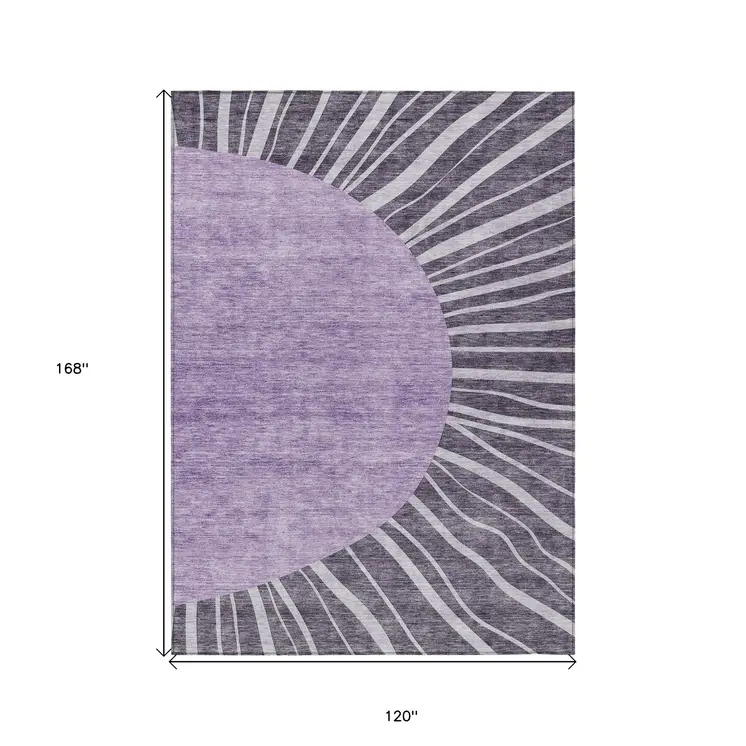 10' X 14' Purple Eggplant And Lavender Abstract Washable Indoor Outdoor Area Rug