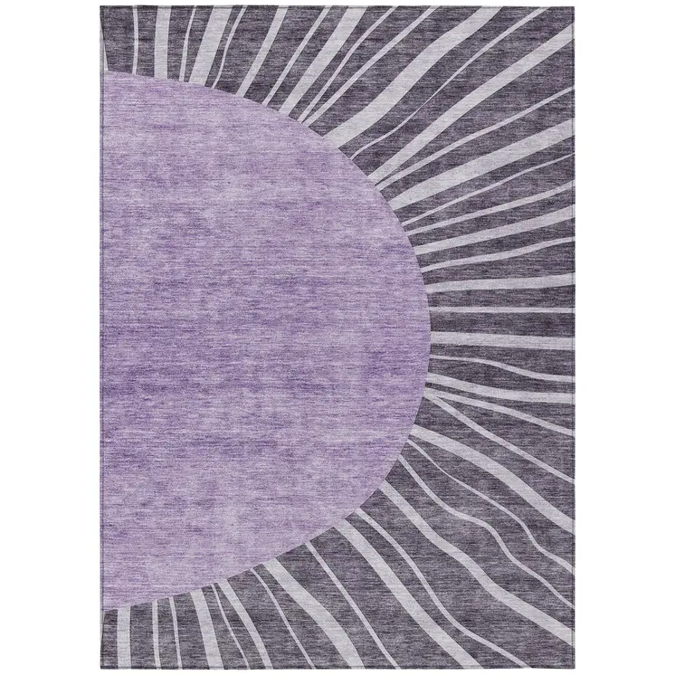10' X 14' Purple Eggplant And Lavender Abstract Washable Indoor Outdoor Area Rug