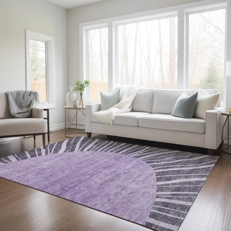 10' X 14' Purple Eggplant And Lavender Abstract Washable Indoor Outdoor Area Rug