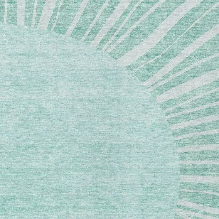 3' X 5' Teal Blue Aqua And Mint Green Abstract Washable Indoor Outdoor Area Rug