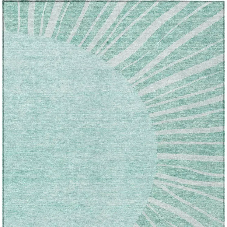 5' X 8' Teal Blue Aqua And Mint Green Abstract Washable Indoor Outdoor Area Rug