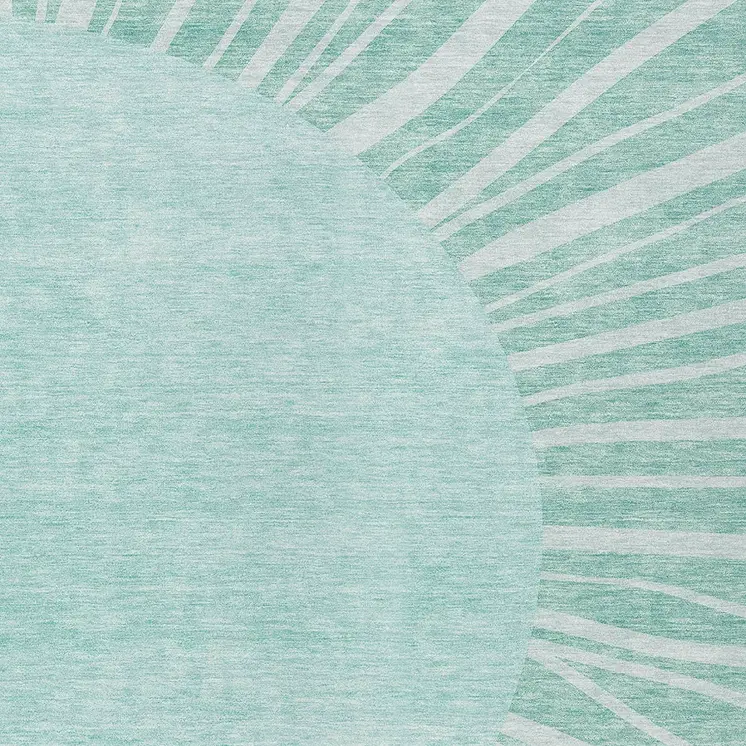 8' X 10' Teal Blue Aqua And Mint Green Abstract Washable Indoor Outdoor Area Rug