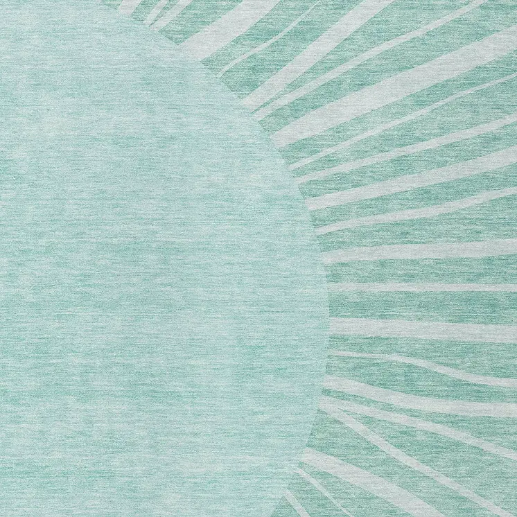 9' X 12' Teal Blue Aqua And Mint Green Abstract Washable Indoor Outdoor Area Rug