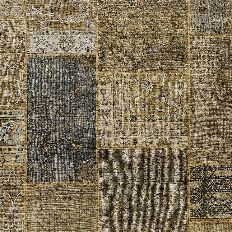 3' X 5' Brown Gray And Charcoal Patchwork Washable Indoor Outdoor Area Rug