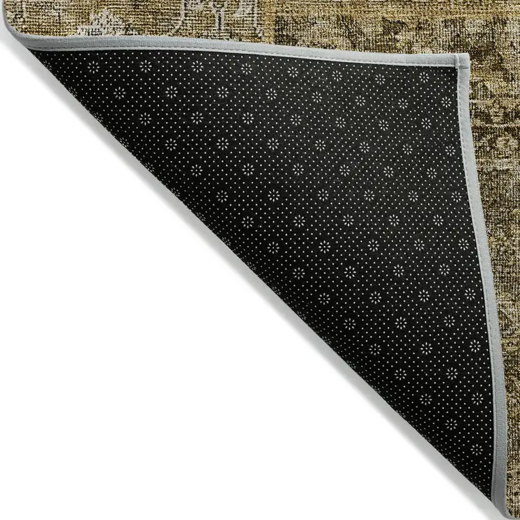 5' X 8' Brown Gray And Charcoal Patchwork Washable Indoor Outdoor Area Rug