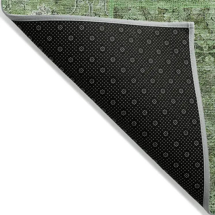 10' X 14' Green And Olive Green Patchwork Washable Indoor Outdoor Area Rug