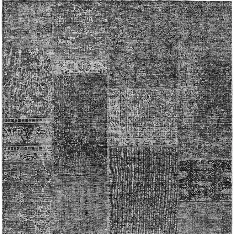 3' X 5' Gray Charcoal And Silver Patchwork Washable Indoor Outdoor Area Rug