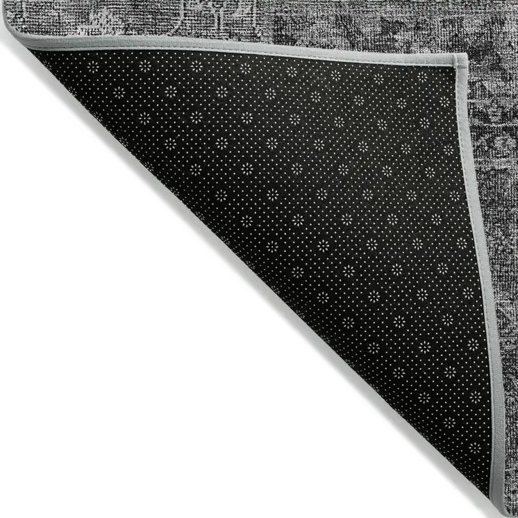 8' X 10' Gray Charcoal And Silver Patchwork Washable Indoor Outdoor Area Rug