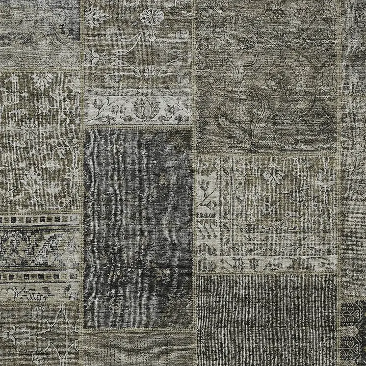 3' X 5' Taupe Brown And Charcoal Patchwork Washable Indoor Outdoor Area Rug