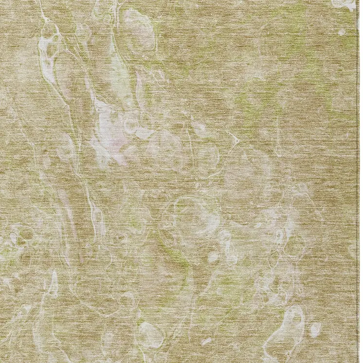 5' X 8' Beige Ivory And Artichoke Green Abstract Washable Indoor Outdoor Area Rug