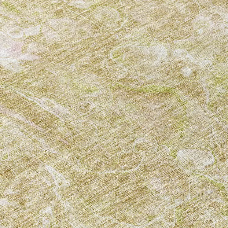 8' Beige Ivory And Artichoke Green Round Abstract Washable Indoor Outdoor Area Rug