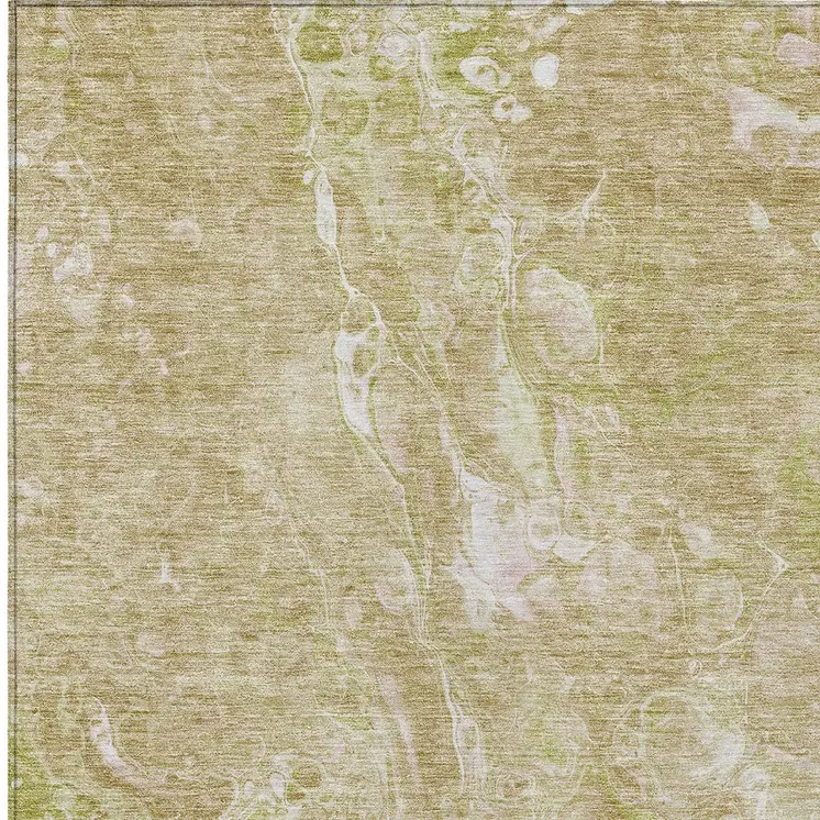 10' X 14' Beige Ivory And Artichoke Green Abstract Washable Indoor Outdoor Area Rug