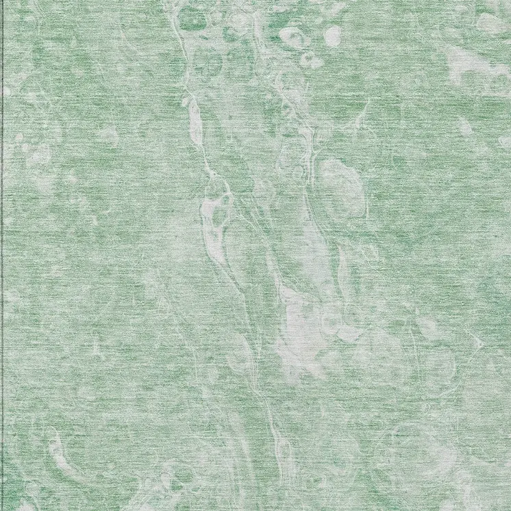 9' X 12' Mint Green Sage And Ivory Abstract Washable Indoor Outdoor Area Rug