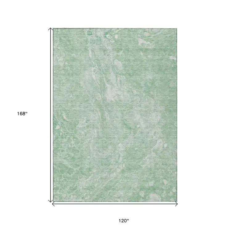 10' X 14' Mint Green Sage And Ivory Abstract Washable Indoor Outdoor Area Rug