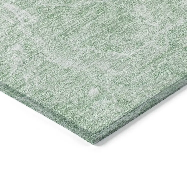10' X 14' Mint Green Sage And Ivory Abstract Washable Indoor Outdoor Area Rug