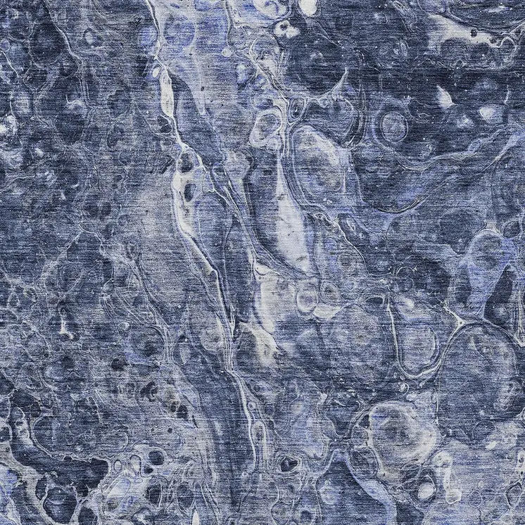3' X 5' Navy Blue And Gray Abstract Washable Indoor Outdoor Area Rug