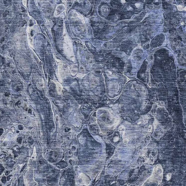 5' X 8' Navy Blue And Gray Abstract Washable Indoor Outdoor Area Rug