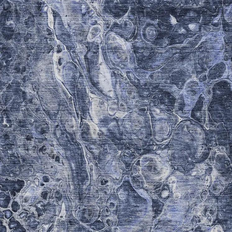 8' X 10' Navy Blue And Gray Abstract Washable Indoor Outdoor Area Rug