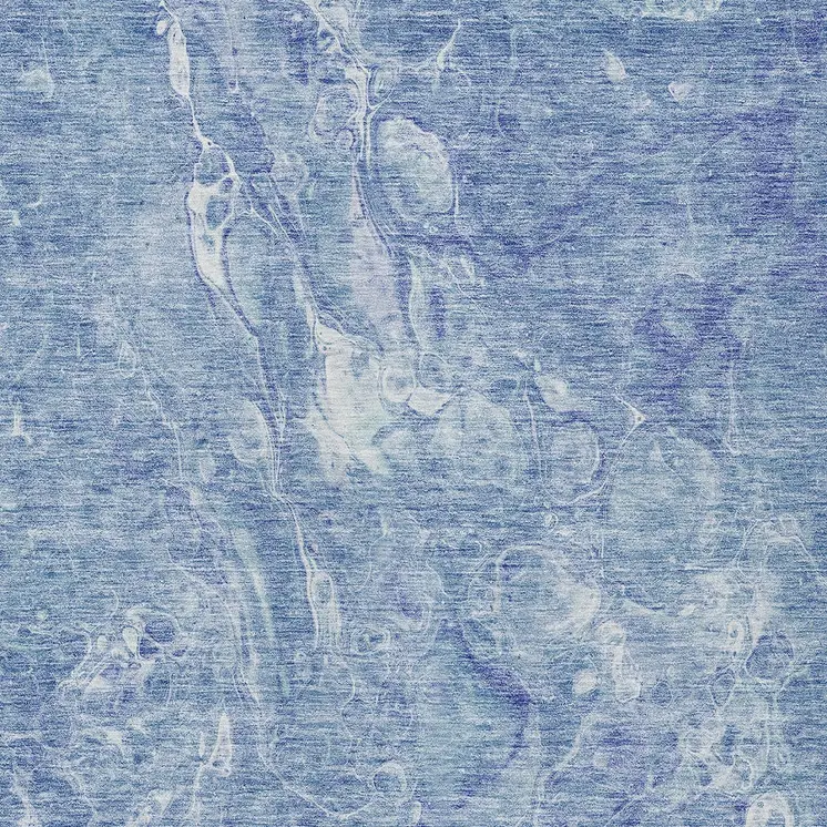 8' X 10' Sky Blue And Navy Blue Abstract Washable Indoor Outdoor Area Rug