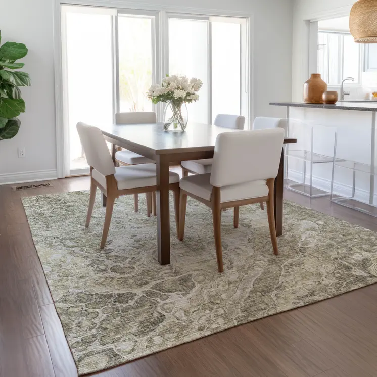 3' X 5' Tan Brown And Beige Abstract Washable Indoor Outdoor Area Rug