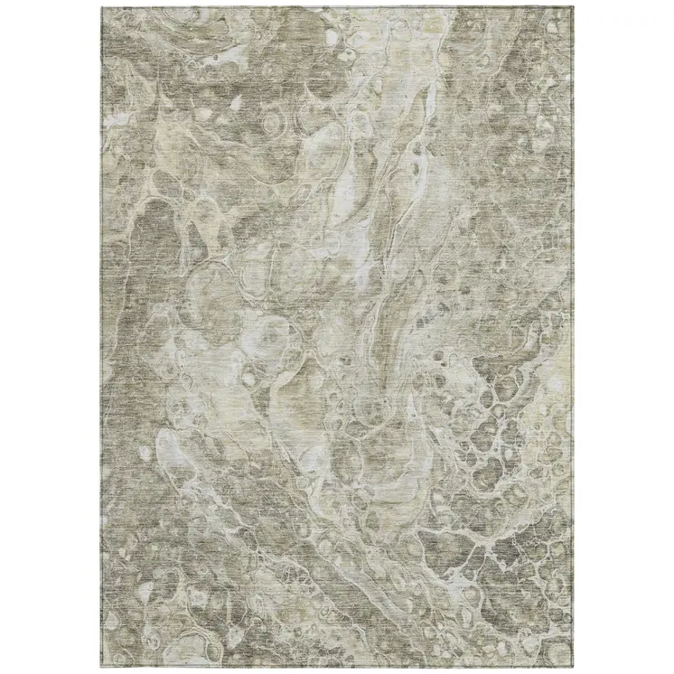 8' X 10' Tan Brown And Beige Abstract Washable Indoor Outdoor Area Rug