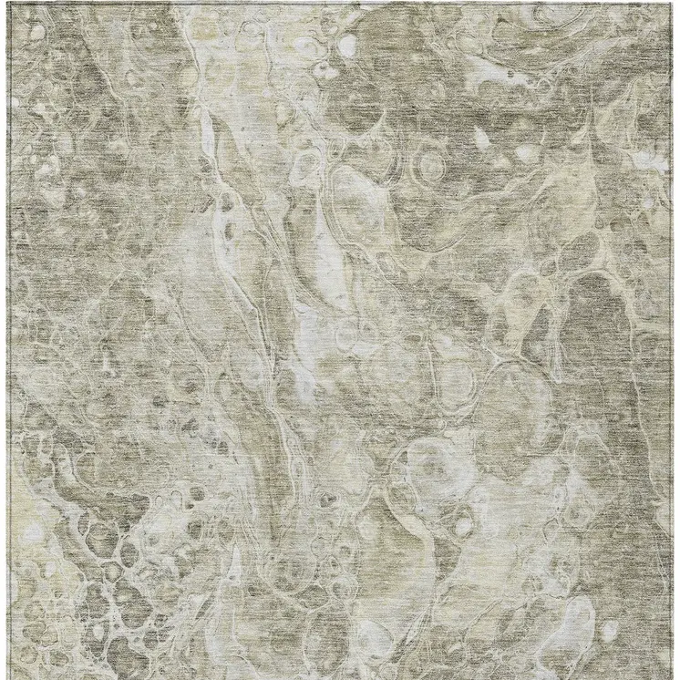 9' X 12' Tan Brown And Beige Abstract Washable Indoor Outdoor Area Rug