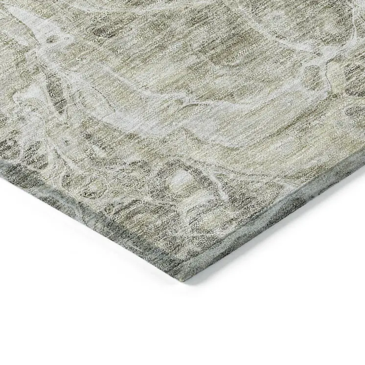 10' X 14' Tan Brown And Beige Abstract Washable Indoor Outdoor Area Rug