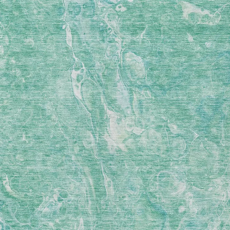 3' X 5' Teal Blue Aqua And Green Abstract Washable Indoor Outdoor Area Rug