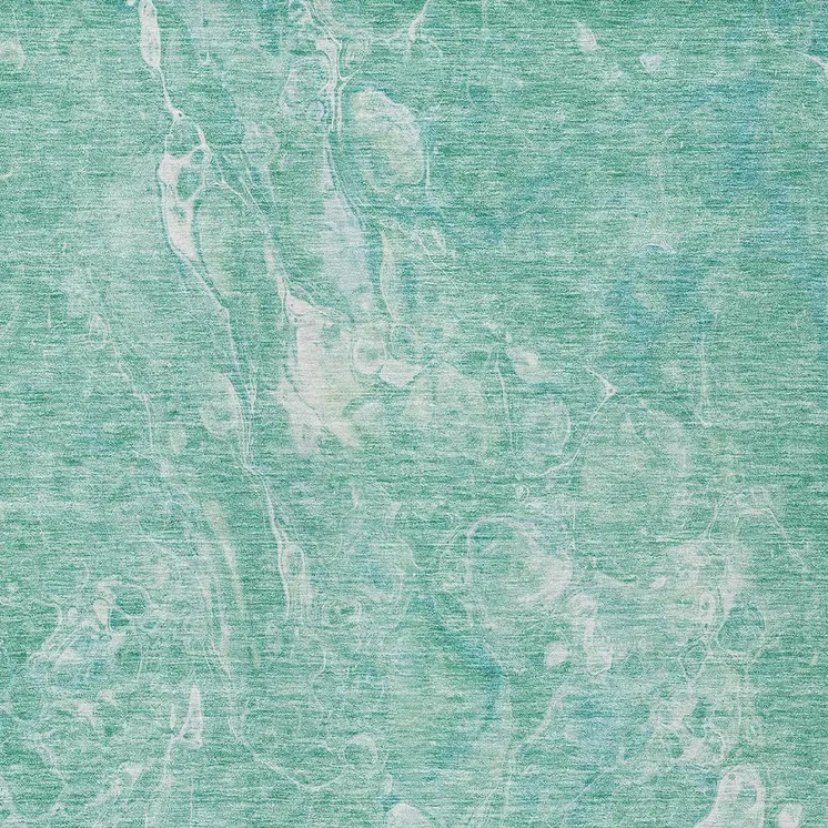 5' X 8' Teal Blue Aqua And Green Abstract Washable Indoor Outdoor Area Rug