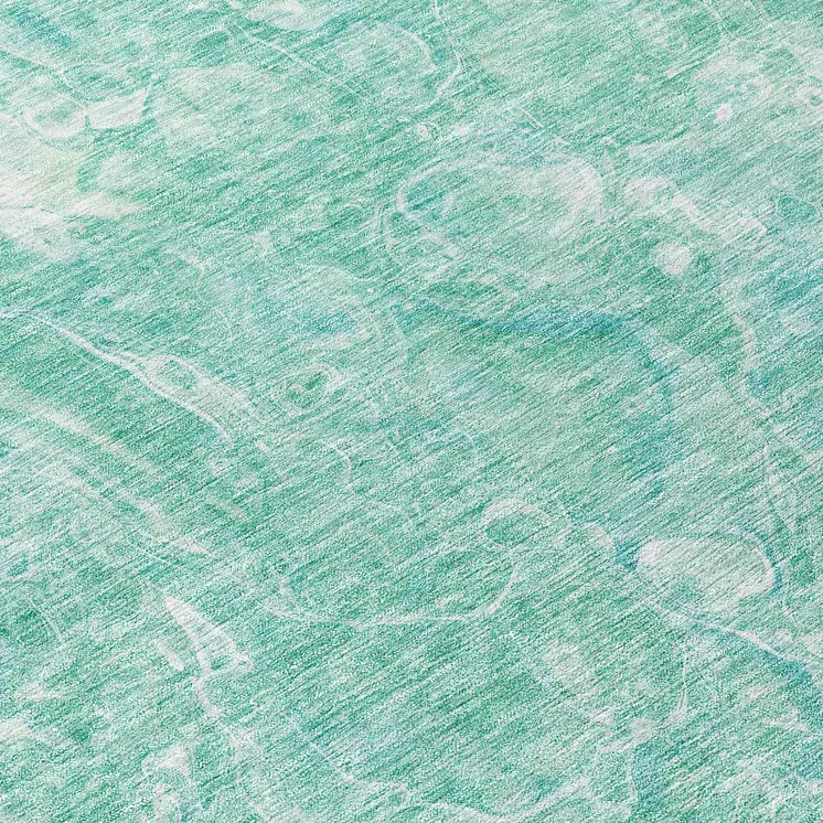 8' Teal Blue Aqua And Green Round Abstract Washable Indoor Outdoor Area Rug
