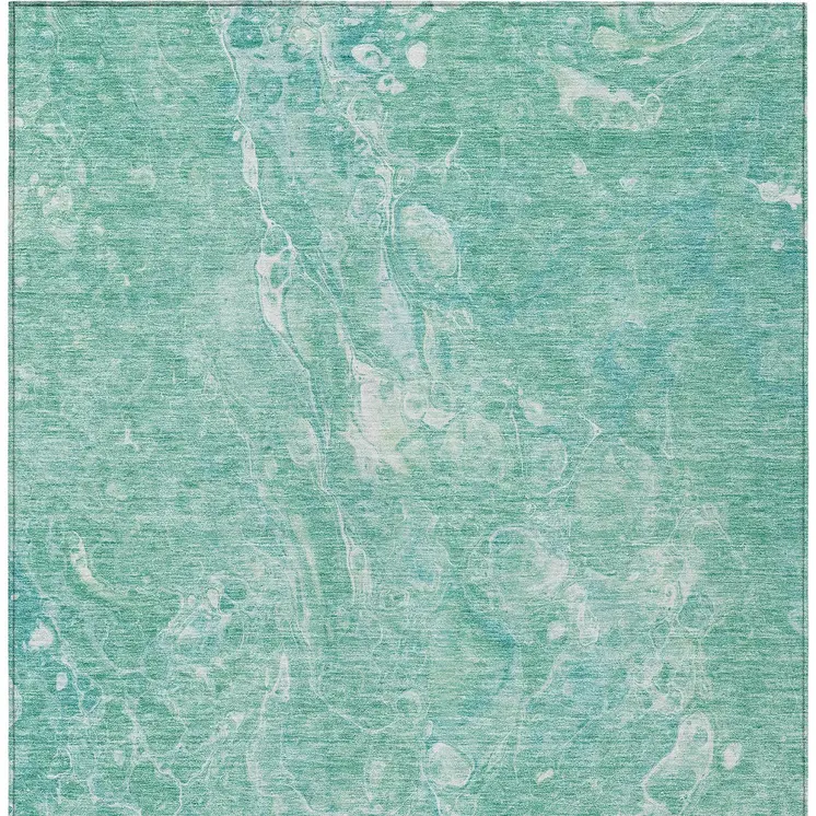 8' X 10' Teal Blue Aqua And Green Abstract Washable Indoor Outdoor Area Rug