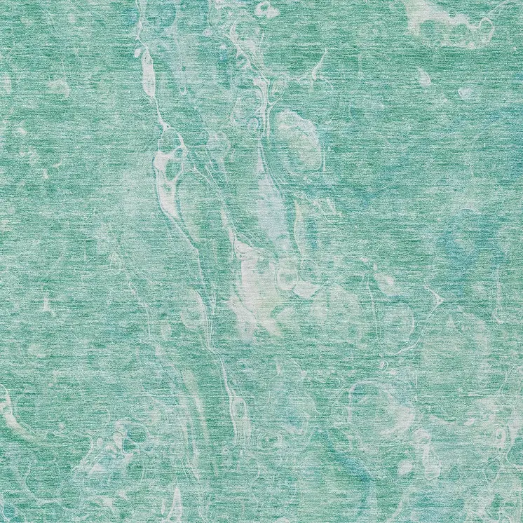 9' X 12' Teal Blue Aqua And Green Abstract Washable Indoor Outdoor Area Rug