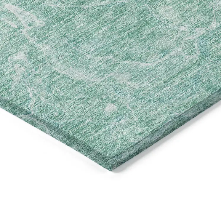 10' X 14' Teal Blue Aqua And Green Abstract Washable Indoor Outdoor Area Rug