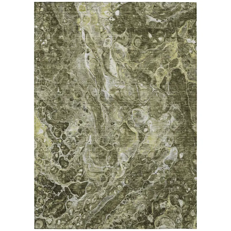 5' X 8' Taupe Chocolate And Beige Abstract Washable Indoor Outdoor Area Rug