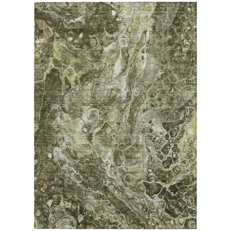 10' X 14' Taupe Chocolate And Beige Abstract Washable Indoor Outdoor Area Rug