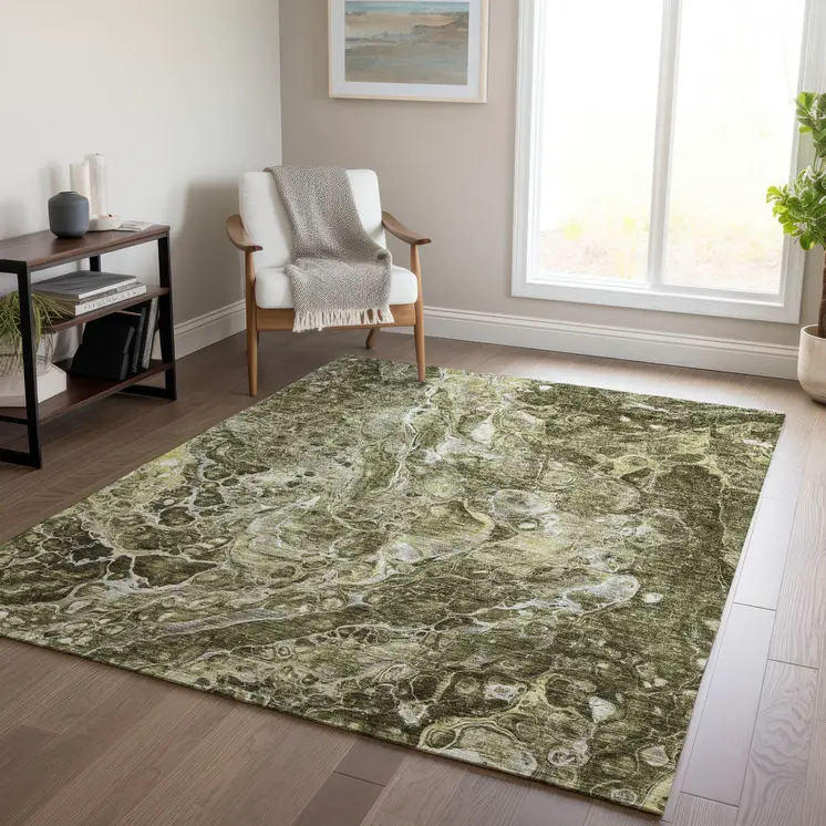 10' X 14' Taupe Chocolate And Beige Abstract Washable Indoor Outdoor Area Rug
