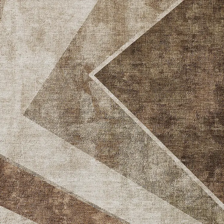 5' X 8' Brown And Beige Geometric Washable Indoor Outdoor Area Rug