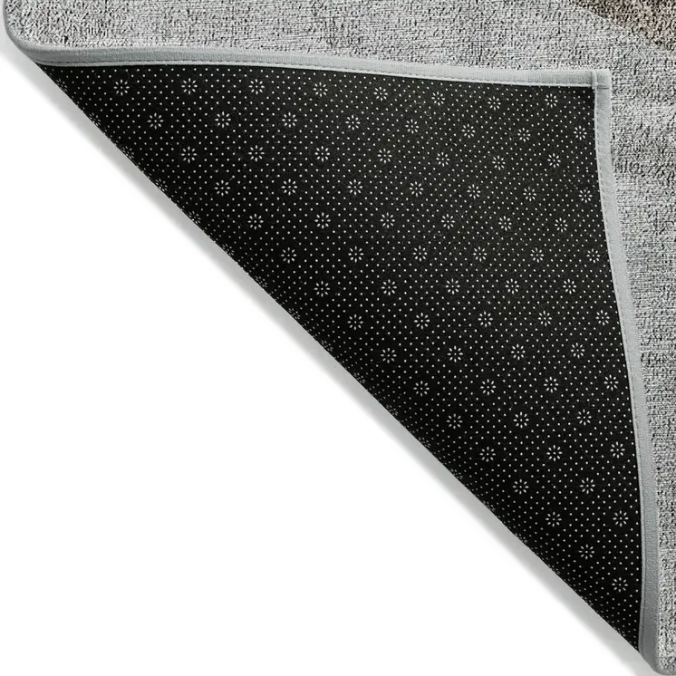 5' X 8' Gray Silver And Charcoal Geometric Washable Indoor Outdoor Area Rug