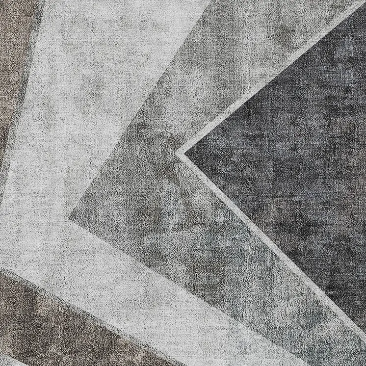 9' X 12' Gray Silver And Charcoal Geometric Washable Indoor Outdoor Area Rug
