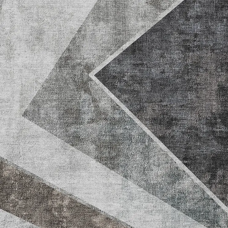 10' X 14' Gray Silver And Charcoal Geometric Washable Indoor Outdoor Area Rug