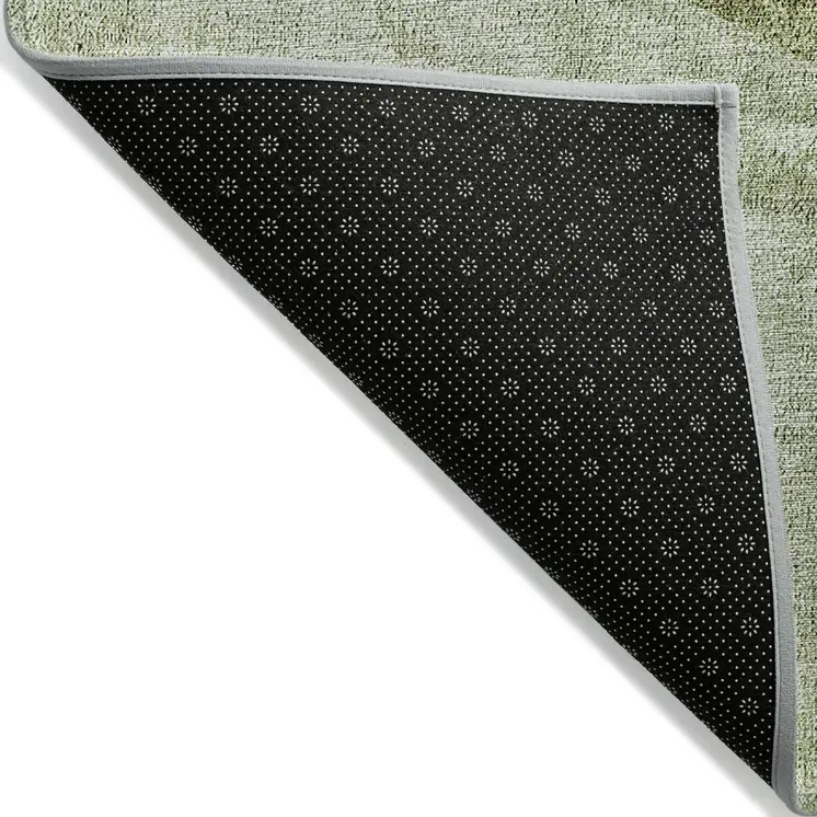 3' X 5' Olive Green And Artichoke Green Geometric Washable Indoor Outdoor Area Rug